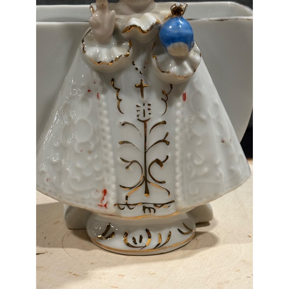 Vintage Infant Of Prague & Madonna Figurines With Gold Detailing Glossy Finish - Picture 9 of 16